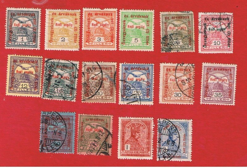 Hungary #B35-B50 VF used  Semi-Postal  Free S/H 