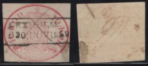 WC1_24969.FINLAND. 1856 10k COAT OF ARMS stamp. Sc.2. Used (pen & town cancel)