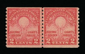 AFFORDABLE GENUINE SCOTT #656 F-VF MINT OG H 1929 EDISON COIL LINE PAIR  #12899