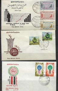 IRAQ 1965 1966 THREE FDC TREE DAY PROPAGANDA DAY CENSUS ALL WITH CACHETS