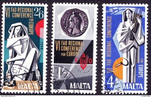 MALTA 1968 QEII 4d/1d/2s&6d 6th Food and Agricultural Organisation Regional C...