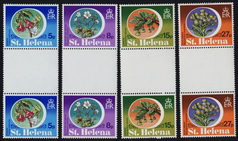 St Helena 344-7 gutter pairs MNH Flowers