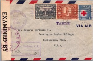 SCHALLSTAMPS HONDURAS 1942 POSTAL HISTORY WWII RE CENSORED AIRMAIL COVER ADDR US