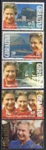 Gibraltar - 1992 set of 5 QE II accession to throne # 605-9 cv $ 5.15