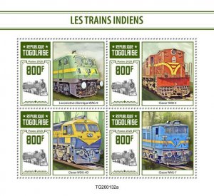 TOGO - 2020 - Indian Trains - Perf 4v Sheet - Mint Never Hinged