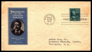 Scott 826 21 Cents Arthur Ioor FDC Typed Address Planty 826-1