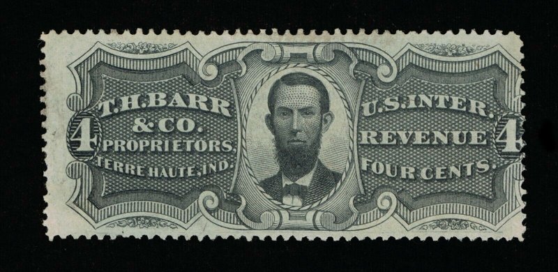 SCOTT #RS27e PRIVATE DIE T.H. BARR MEDICINE ON EXPERIMENTAL SILK PAPER  #14216