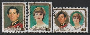 1981 Aitutaki - Sc 247-9 - used VF - 3 single - Charles & Diana Wedding