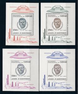 [60000] Congo D.R. 1967 John F. Kennedy Space Set of 4 sheets MNH CV US $ 85