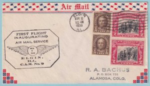 UNITED STATES FIRST FLIGHT COVER - 1930 FROM ELGIN ILLINOIS - CV168