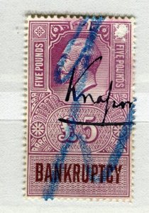 BRITAIN; 1920s early GV Bankruptcy Revenue fine used £5 value