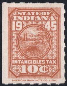 SRS IN D102 10¢ Indiana Intangible Tax Revenue Stamp (1945) MNH