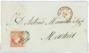 P0152 - SPAIN - POSTAL HISTORY - #48 Date Cover CALATAYUD Grill 1858-