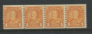 Canada KGV 1930 1 cent orange coil strip of 4 unmounted mint NH