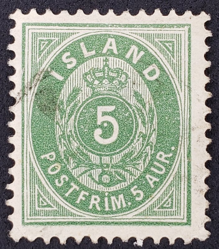 Iceland, Scott #24, F used, slight corner perf creases at bottom