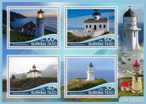 Stamps. Architecture, Lighthouses 2022 year 1+1 sheets perf Burkino Faso