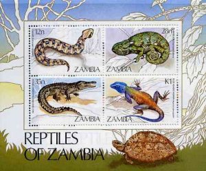 ZAMBIA - 1984 - Reptiles  - Perf 4v Sheet - Mint Never Hinged