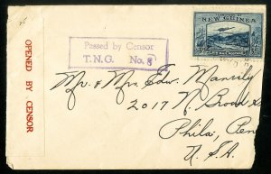 New Guinea Stamps Scarce Censor Cover to US