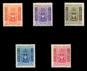 Italian WWII Occupation, Albania #Sass. S.1-5 Cat€450, 1940 Postage Dues, s...