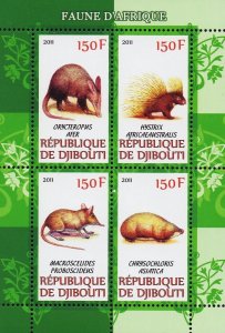 Djibouti stamps 2011 Souvenir Sheet wildlife animals MNH block of 4