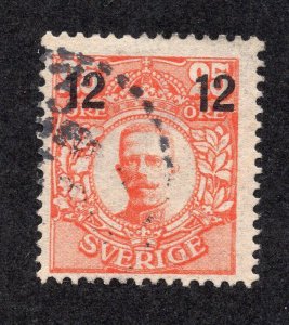 Sweden 1918 12o on 25o Surcharge, Scott 100 used, value = 40c