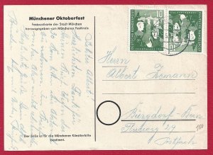 1953 GERMANY - No. 39 in pairs on Oktoberfest postcard