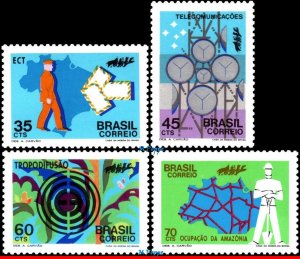 1223-26 BRAZIL 1972 UNIFICATION COMMUNICATION, POST, TELECOM, MI# 1317-20, MNH