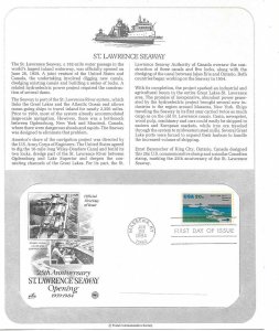 1984 St. Lawrence Seaway opening, Great Lakes Sc 2091 FDC info page PCS ArtCraft