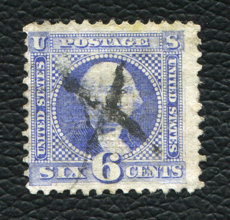 Washington 6c, 1869, ultra marine, Sc115, hand cancelled