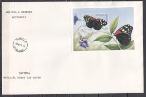 Barbuda, Scott cat. 1678. Butterfly s/sheet. Large First day cover