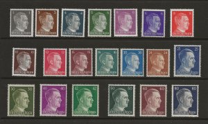 Germany 1941-4 Hitler Heads short set to 80pf  20 vals   MNH