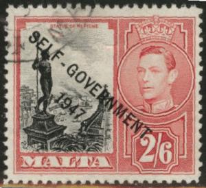 MALTA  Scott 203 Used 2 Shilling 6p 1948 stamp CV$2.75