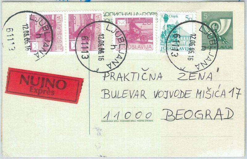 70177 - YUGOSLAVIA - POSTAL HISTORY - STATIONERY CARD with added stamps  1986