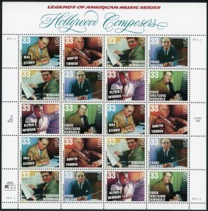 SCOTT  3339-44  HOLLYWOOD COMPOSERS  33¢  SHEET OF 20  MNH