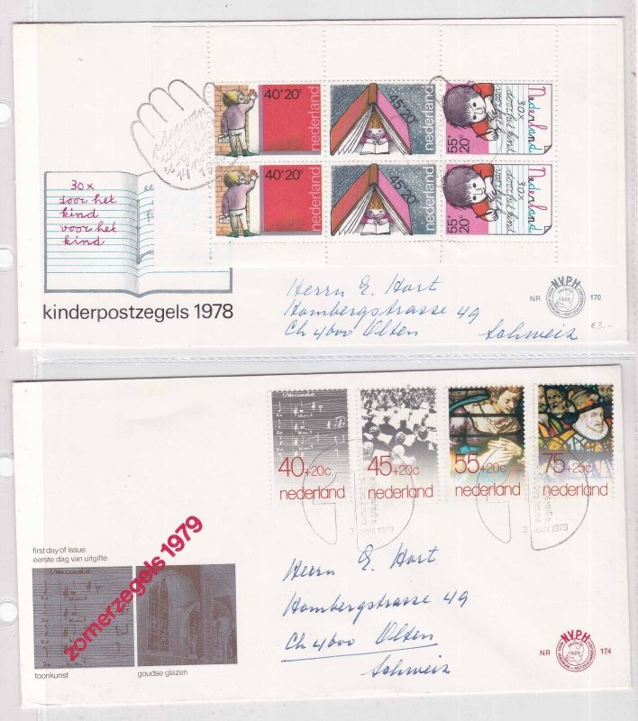 NETHERLANDS ^^^^1978.79  x2  FDC  covers SEMIS POSTALS  set@x xdca3201nl 