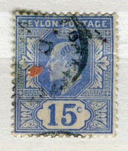 CEYLON; 1903 early Ed VII issue fine used 15c. value