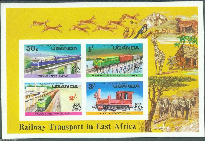 UGANDA RAILWAY TRANSPORT IN EAST AFRICA SHEET SC#158a IMPERFORATED MINT NH 