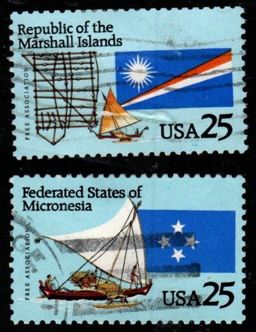 SC# 2506-07 - (25c) - Micronesia & Marshal Islands used set of 2