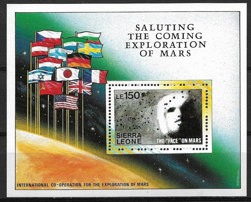 1990 Sierra Leone 1171 Exploration of Mars/The Face on Mars MNH S/S