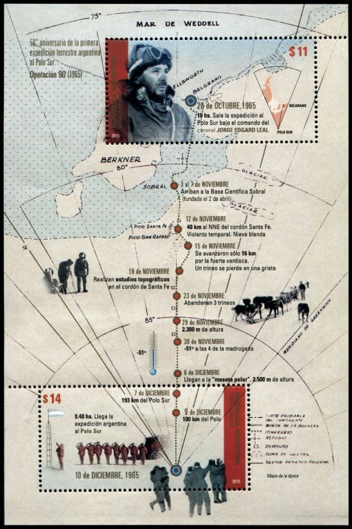 Argentina 2015 MNH Stamps Souvenir Sheet Scott 2759 Antarctica Expedition Map
