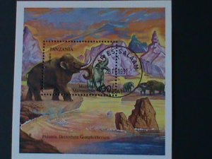 TANZANIA-1991-SC#799  ELEPHANT CTO S/S-VF  FANCY CANCEL WE SHIP TO WORLDWIDE