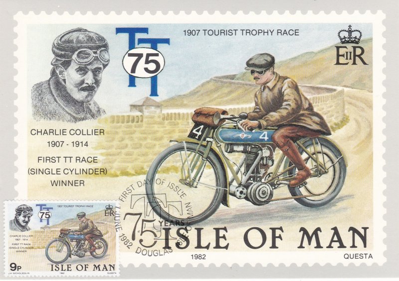 Isle of Man # 214-218, Motorcycle Races, Maxi Cards, First Day Cancels