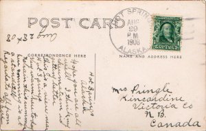 United States Alaska Hot Springs 1908 4a-bar  Type 1 1907-1957 PPC to Canada.