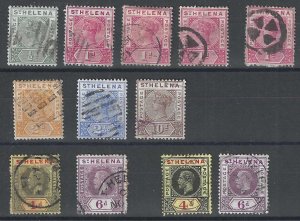 St. Helena, 1890-1913, Lot of 12 Used Stamps, Scott Catalog Value is $193.10