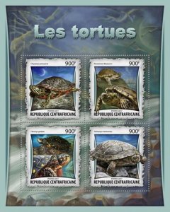 Central Africa - 2017 Turtles on Stamps - 4 Stamp Sheet - CA17003a