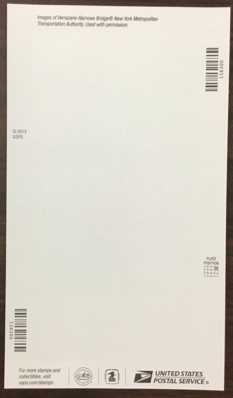 4872   Verrazano-Narrows Bridge    MNH sheet of 10    FV $56.00   Issued in 2014