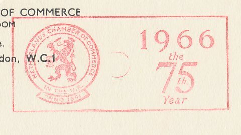 Meter top cut GB / UK 1966 The Netherlands Chamber of Commerce - 75 Years