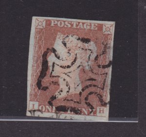 GREAT BRITAIN #7 (Gibbons)  position IH from black plate #2 VF