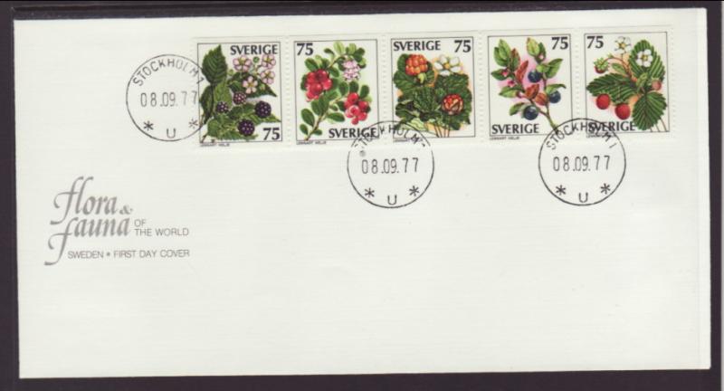 Sweden 1215-1219 Berries 1977 Fleetwood U/A FDC