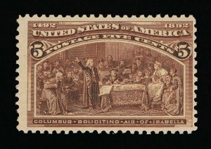 AFFORDABLE GENUINE SCOTT #234 F-VF MINT OG NH 1893 5¢ COLUMBIAN EXPO  #11560